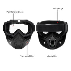 HIGH QUALITY Motorcycle Helmet Riding Goggles Glasses With Removable Face Mask  [Transparent]