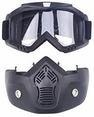 HIGH QUALITY Motorcycle Helmet Riding Goggles Glasses With Removable Face Mask  [Transparent]